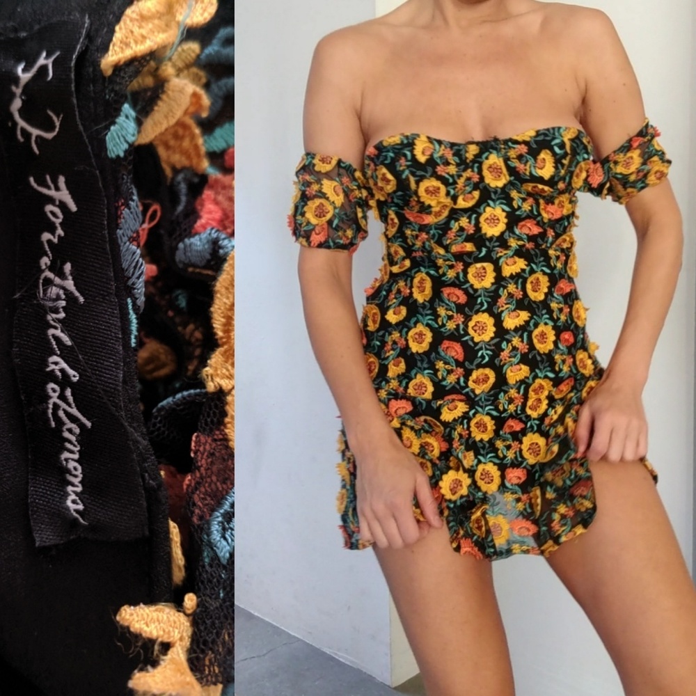 For Love & Lemons yellow Amelia sculpted dress xs